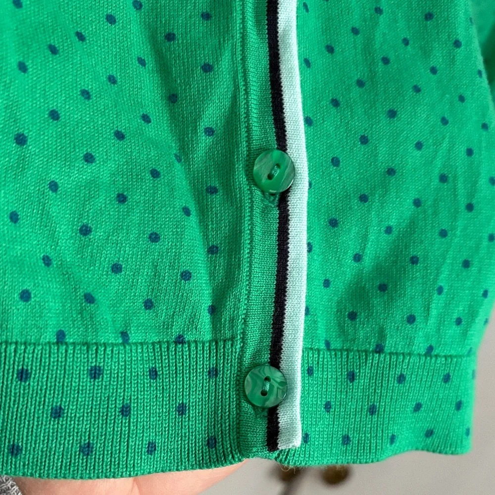 Talbots Green Cardigan w/Polkadots - Picture 9 of 9